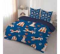Animal print Single Duvet 4.5 Tog for Aldult Child, Puppy Love Patterned Coverless Duvet, Soft Lightweight Single Quilt for All Season (Blue,135x200cm, A359)