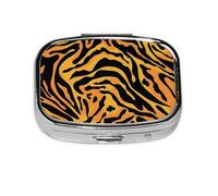 Animal Print Tiger,Meta Pill Box 2 Compartment Medicine Case,Portable Organizer,Rectangle Meta Portable Organizer Pill Box 771 Compartment Medicine Case