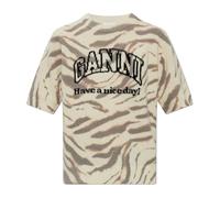 Animal Print Top - female - Ganni - T-Shirts - Beige - L - Tops L