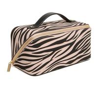 Animal Print Train Beauty Case - Wide Opening, Lined Interior with Organiser Pockets - 24×12×12 cm - Zebra or Leopard by Alice Wheeler London (Zebra)