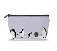 Animal Print,Travel Makeup Bag Cosmetic Bag,Penguins on Polar Print,Organizer Storage Toiletry Bag for Women,Purple White(Trapezoid)