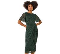 Animal Print Twist Front Stretch Dress Roman Khaki 14