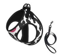 Animal Print With Kiss Shape,Pet Harness,Adjustable Reflective Dog Harness,Pet Leash Vest,L