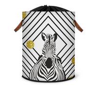 Animal Print Zebra Laundry Hamper Large Laundry Basket Foldable Clothe Hamper Storage Organizer Bin with Drawstring Lid Boxes for Bedroom Bathroom Room