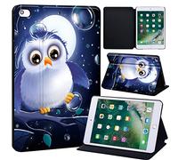 Animal Printed FINDING CASE Fit Apple iPad Mini 4/5 Tablet - Printed PU Flip Leather Smart Lightweight Shell Stand Cover Case for iPad Mini 4 Mini 5 (white cute owl)
