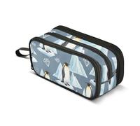 Animal Prints Pencil Case Zipper Pouch Large Classroom Pen Bag Boys College Middle School Office Supplies Vivid Emperor Penguins Glacier Storage Pencil Bags 8.86x3.54x4.33in