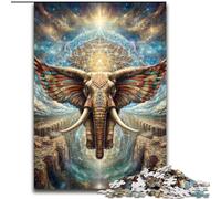 Animal Psychedelic Elephant Puzzles for Adults Teens 1000pc Puzzle, Interesting Stress Reduction Parent-child Interaction (50x75cm)