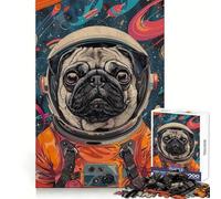 Animal Pug Astronaut Space Jigsaw 1000 Pieces for Teenagers Analytical Skill Serene Escape Tight Join Holiday Present (50x75cm)