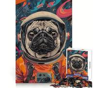 Animal Pug Astronaut Space Jigsaw Puzzles 1000 Piece for Teenagers Brain Teasing Quiet Fun Smooth Edges Birthday Gift (38x52cm)