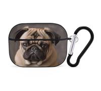 Animal Pug Dog AirPods Pro 2 Case Cover, Shockproof Hard Shell Protective Case for Women Men, Compatible with Airpod Pro Case 2nd/1st Generation with Keychain-Black