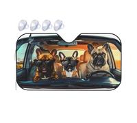 Animal Pug Dog Car Windscreen Sun Shade Foldable Uv Reflective Sunshield With Bubble Aluminium Foil Fits Most Cars 130x70cm