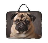 Animal Pug Dog Laptop Sleeve Case 14 Inch Waterproof Lightweight Laptop Case Bag With Handle Travel Laptop Bag Briefcase Messenger Bag For Women Men, Black, One Size