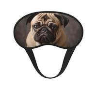 Animal Pug Dog Sleep Mask for Side Sleeper Eye Mask for Sleeping Light Blocking Soft Breathable Sleep Eye Mask for Women Men Adjustable Elastic Strap Travel Nap Blackout Eye Shade Cover