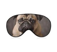 Animal Pug Dog Travel Eye Mask Blackout Eye Mask for Sleeping Airplane Eyemask with Adjustable Strap Sleep Masks for Women Men Soft Night Blindfold Eyemask