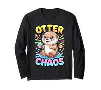 Animal Puns Otter Chaos Cute Kawaii Pastel Otter Long Sleeve T-Shirt