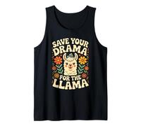 Animal Puns Save Your Drama for The Llama Cute Floral Llama Tank Top