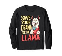 Animal Puns Save Your Drama for The Llama Funny Llama Long Sleeve T-Shirt