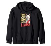 Animal Puns Save Your Drama For The Llama Funny Llama Zip Hoodie