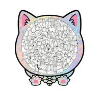 Animal Puzzle Board, Cat Framed Toy, Game with Wooden Pieces, Puzzle with 135 Count, Table Decor, Fun Brain Challenge for Adults Youths Elderly Preschools Home Decor Kindergartens