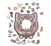 Animal Puzzles | Cat Framed Matching Board | Colorful Wooden Animal Jigsaw Puzzle,Preschool Kindergarten Boy Girl Youth Adult Friend Learning Activity Home Decor