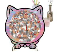 Animal Puzzles - Intricate Wooden Cat Decor, Complete Family Puzzle for Women, Men, Children, Son, Daughter, and Teens, Ideal Brain Teaser and Desk Ornament Gift Accessory