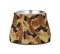 Animal Python Fur Print Brown Bowl for Pets with Stand Stainless Steel Pets Bowl Stand for Slow Feed Cats Whisker Fatigue