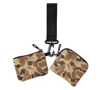 Animal Python Fur Print Brown Women's Coin Wallet Card Holder Mini Fashion Key Chain Wallet Change Purse with Keychain for Lady 2 Packs estuches para tarjetas de credito
