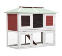 Animal Rabbit Cage Double Floor Red Wood Berkfield Home Red One Size