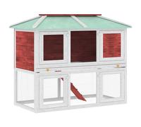 vidaXL Animal Rabbit Cage Double Floor Red Wood UK NEW