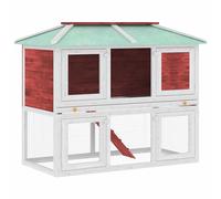 Animal Rabbit Cage Double Floor Wood Pet Hutch Carrier Multi Colours vidaXL