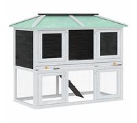 vidaXL Animal Rabbit Cage Double Floor Wood Chicken Mouse Pet Hutch House