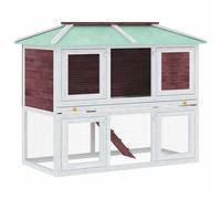 Animal Rabbit Cage Double Floor Wood Pet Hutch Carrier Multi Colours vidaXL