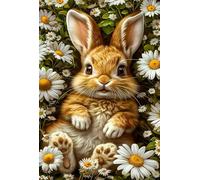 Animal Rabbit Daisy Flower 100 Piece Jigsaw Puzzle for Adults, Creativity, Challenging and Difficult Puzzle, Brain Teaser Puzzles for Adults 100 Pieces for The Whole for Women, Men