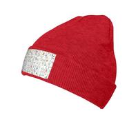 Animal Rabbit Fox Dee Print Knitted Wool Hat - Stylish Winter Warm Hat with, Classic Casual Look for Everyday Wear Red