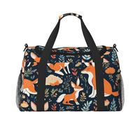 Animal Rabbit Fox Deer Print Travel Duffel Bag for Men & Women, Foldable Travel Bags and Spacious Weekender Tote Bag for Storage Toiletry Luggage Personal Item, Black, L
