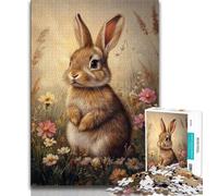 Animal Rabbit JigsawPuzzle 1000 Pieces for Adults,Learning Educational Toys Family Games with Matching Poster And Trivia Sheet 38x26cm
