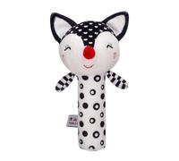 Animal Rattle - Plush Fox Toy, Soft Sensory Teether | Black White Stuffed, Gentle Sound Comfort Aid, Early Development Playtime Accessory, Lightweight Grip Handle