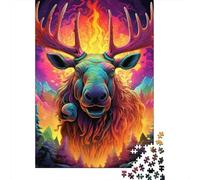 Animal Reindeer 1000 Pieces Puzzles for Teenagers Gifts Wooden Puzzle Jigsaws for Adults Home Educational Games DIY Toys 1000pcs (75x50cm)