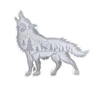 Animal Resin Mold - 15cm Wolf Silicone Casting Mold, Moon Mountain Tree Pattern | Flexible Epoxy Resin Craft Tool for Making Ornaments, Home Decoration, DIY Resin Art Display Gift