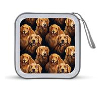 Animal Retriever Dogs CD Case 40 Capacity Plastic DVD Storage Box Sleeves Zippered Wallet