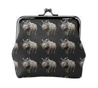 Animal Rhino Coin Purses, Small Card Case Wallet For Men Women For Shopping And Casual Outings, Black, One Size, Art Deco
