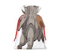 (animal rhino) Large Reusable Burlap Pouches Rustic Wedding Favor Xmas Bags Drawstring Gift Sacks Bulk Party. M Size