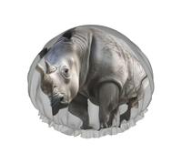 Animal Rhino Print Bath Hair Cap Double Layer Shower Cap For Women And Men Reusable Lightweight Soft