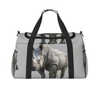 animal rhino print Carry on Luggage for Women Men Shoulder Weekender Crossbody Bag for Yoga Travel Must Haves, Black, One Size