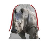 Animal Rhino Print Gift Reusable Bag Drawstring Festive Birthday Presents Daily Storage Office Supplies