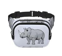 animal rhino Print Men and Women Square Double Layer Waist Bag Workout Crossbody Travel Waist Bag, Black, One Size