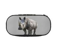 animal rhino Print Pencil Case Spacious Pen Pouch Zipper High Capacity Makeup Tools Office Supplies, Black, One Size, Cute