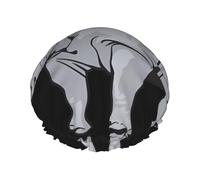 animal rhino Print Shower Cap for Women & Men â€“ Reusable Double-Layer Bath Hair Cap with Elastic Strap One Size