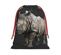 animal rhino print Super soft velvet drawstring storage bag, fit for Halloween promotion multifunctional bag