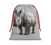 animal rhino print Super soft velvet drawstring storage bag, fit for Halloween promotion multifunctional bag